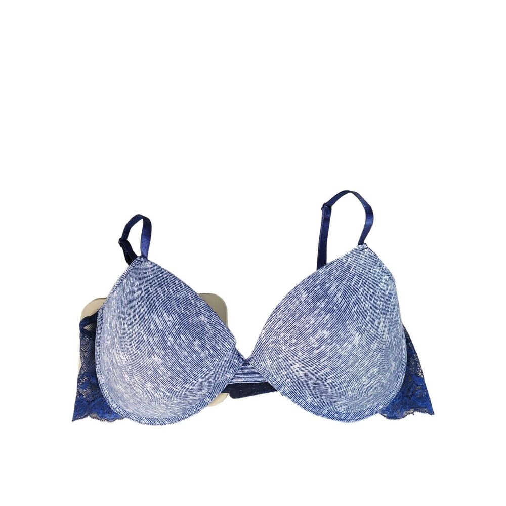 Izod Bra Womens 38C Blue Heathered Padded Underwired Adjustable Straps
